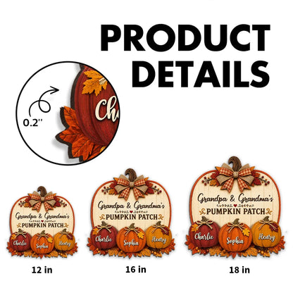Personalized Wooden Sign, Grandpa & Grandma's Pumpkin Patch, Rustic Fall Porch Decor, Unique Gift for Grandparents