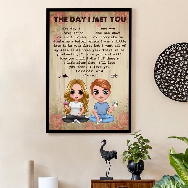 "The Day I Met You" Personalized Couple Poster – Romantic Gift for Anniversaries, Weddings & Valentine's Day