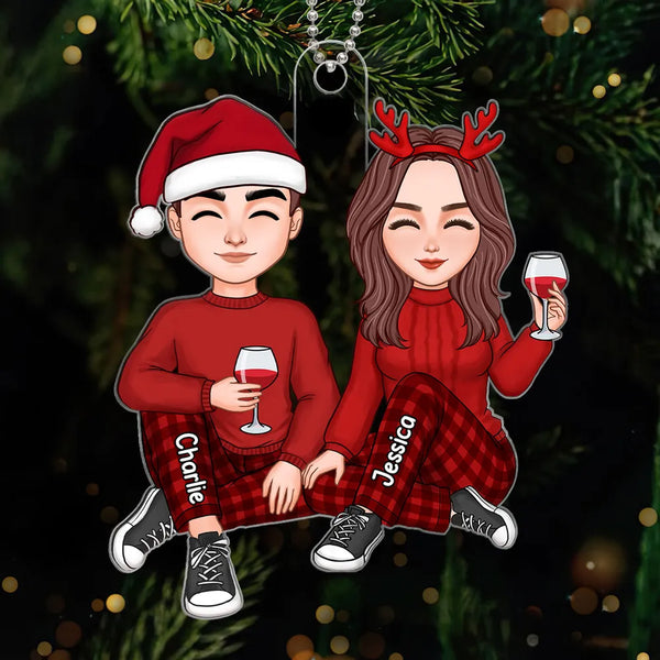 Cute Couple Christmas Gift For Him For Her Personalized Acrylic Ornament or Keychain or Plaque