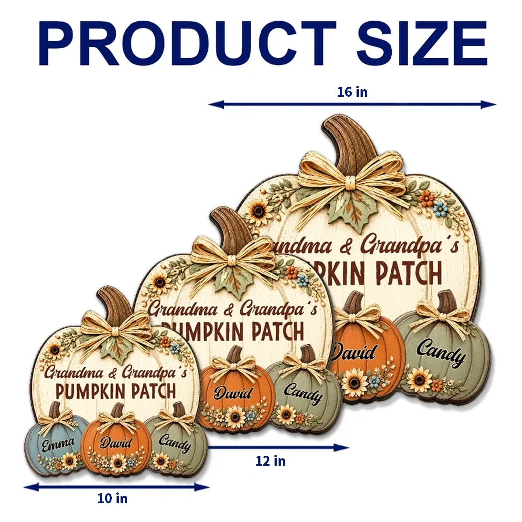 Grandma & Grandpa's Pumpkin Patch Personalized Wooden Sign, Heartwarming Family Decor, Creative Gift for Grandparents