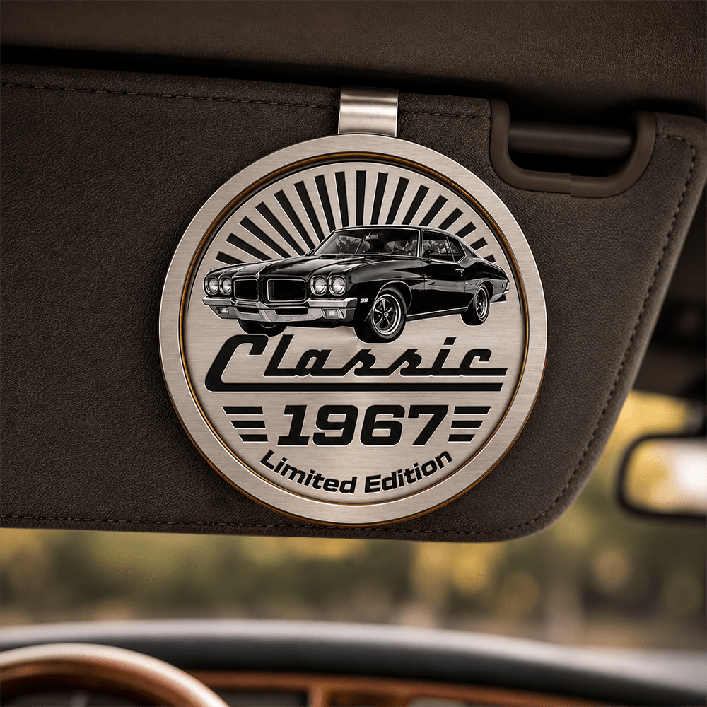 Personalized Classic Car Visor Clip, Custom Photo Retro Auto Accessory, Unique Gift for Car Lovers