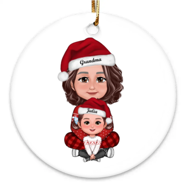 Personalized Grandma and Grandchild Christmas Ornament - Custom Family Gift Keepsake for Holiday Memories