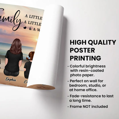 Family Beach Sunset Personalized Poster, Whole Lot Of Love Wall Art, Unique Gift for Mom