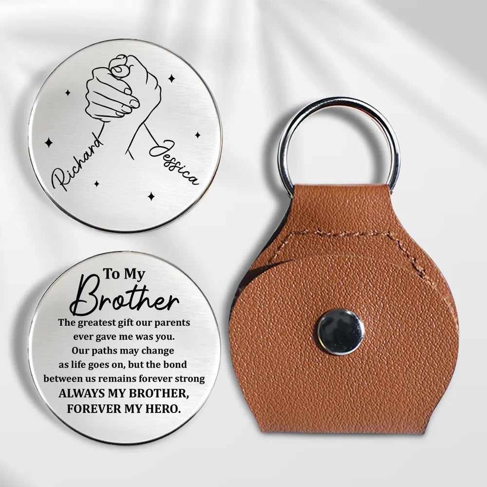 To My Brother Pocket Hug - Personalized Love Token with Always My Brother Message, Meaningful Unique Gift