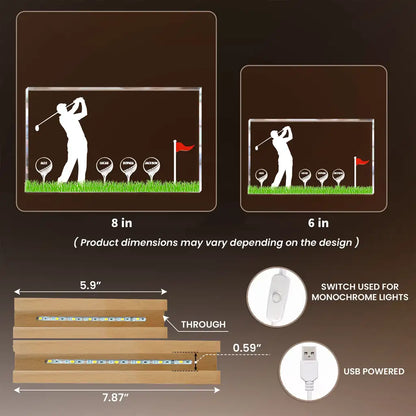 Best Dad by Par Block LED Light Plaque, Warm Golf Glow, Personalized Creative Gift for Dad