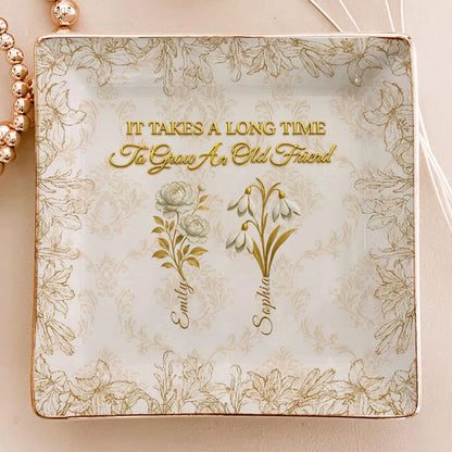 Personalized Jewelry Dish with Vintage Floral Quote, Vanity Ring Holder Decor, Unique Gift for Best Friend