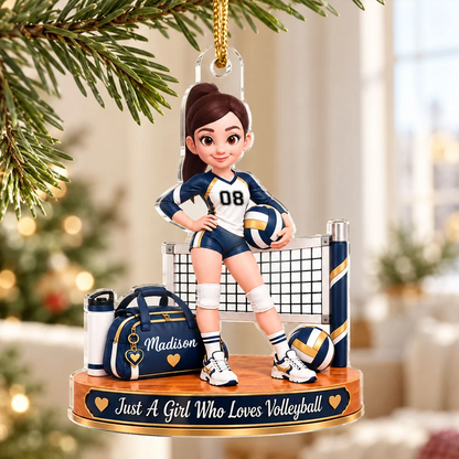 Personalized Acrylic Ornament, Girl Who Loves Volleyball Design, Creative Keepsake Gift for Granddaughter