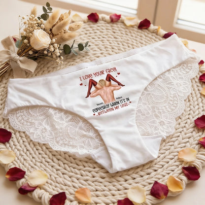 Personalized Lace Panties With Flirty Love Quote and Hearts, Creative Intimate Gift for Girlfriend or Wife