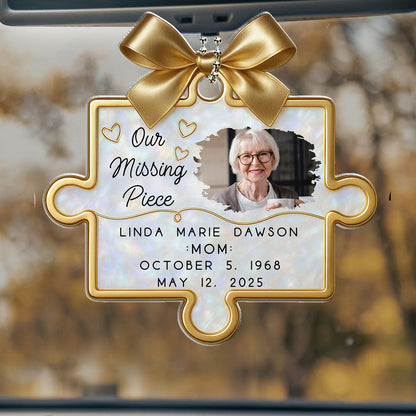Custom Photo Acrylic Ornament with Puzzle Piece Tribute, Missing-You Keepsake Display, Unique Gift for Family
