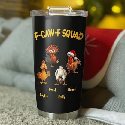 Personalized Insulated Travel Tumbler with Funny Chicken Squad Art, Keeps Drinks Hot or Cold, Unique Gift for Coffee Lovers