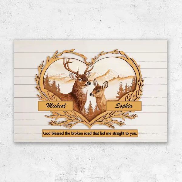 "Personalized Deer Couple Canvas - Romantic Valentine’s Day Gift for Couples - Celebrate Your Love Story"