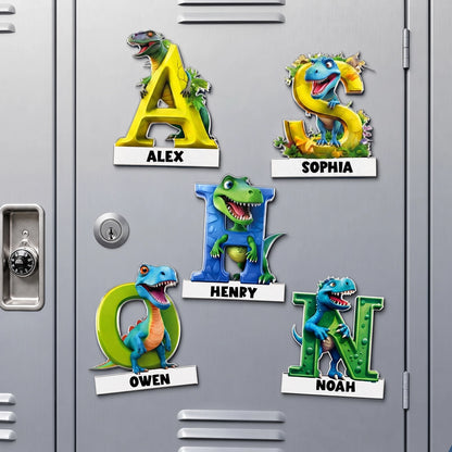 Personalized Dinosaur Alphabet Acrylic Magnet, Colorful Cartoon Locker Decor, Unique Gift for Dinosaur Fans