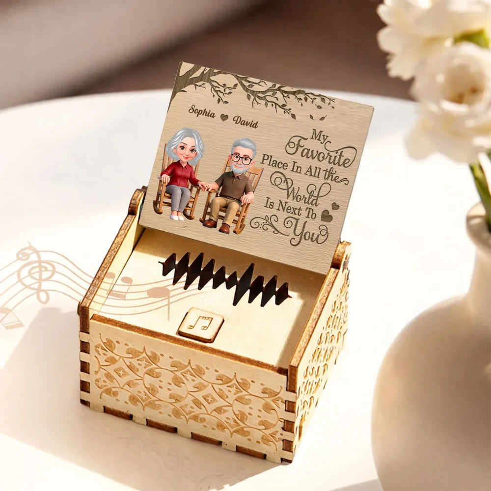 My Favorite Place Is Next To You Personalized Wooden Music Box, Sweet Couple Gift for Anniversary or Valentine's Day