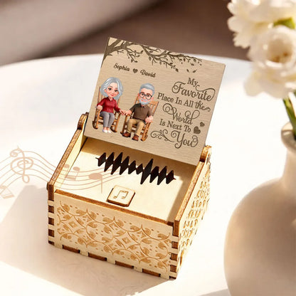 My Favorite Place Is Next To You Personalized Wooden Music Box, Sweet Couple Gift for Anniversary or Valentine's Day