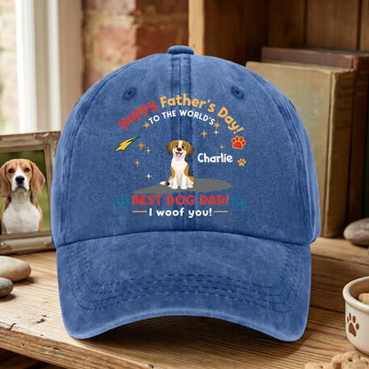 Personalized Dog Dad Hat with Custom Dog Illustration, Funny Father’s Day Gift for Pet Dad
