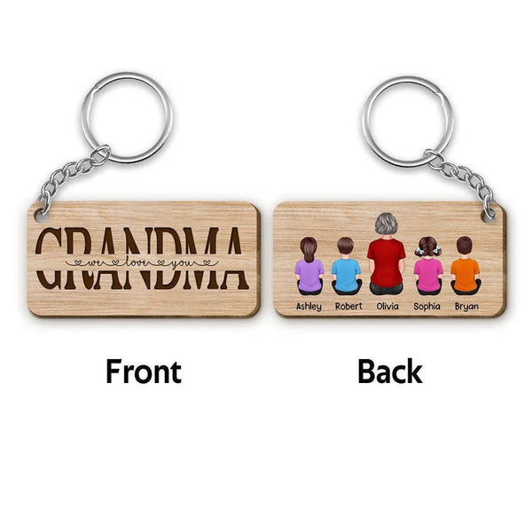 Best Grandma/Grandpa/Daddy Ever Back View Man Woman Kids Dog Cat Personalized Wooden or Acrylic Keychain