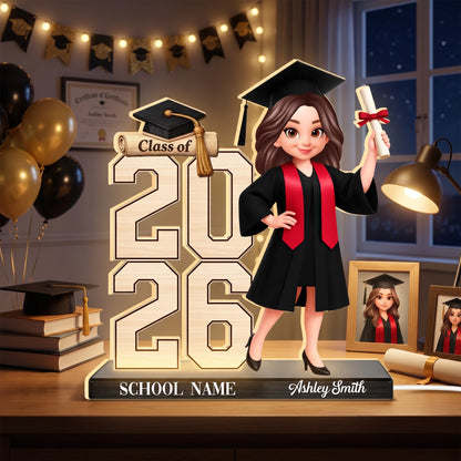 Personalized Graduation Girl Acrylic Light Box with Warm Glow for Bedroom or Bookshelf Display, Unique Keepsake Gift