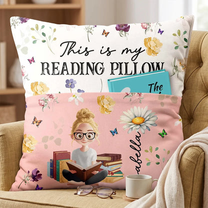 Personalized Pocket Pillow With This Is My Reading Pillow Quote, Creative Gift for Her Reading Nook