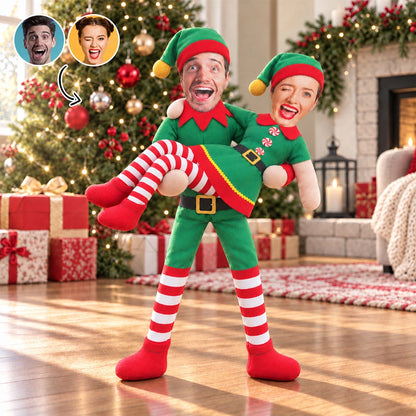 Photo Squishy Plush Doll, Personalized Christmas Elves for Shared Holiday Laughs, Creative Gift for Couples