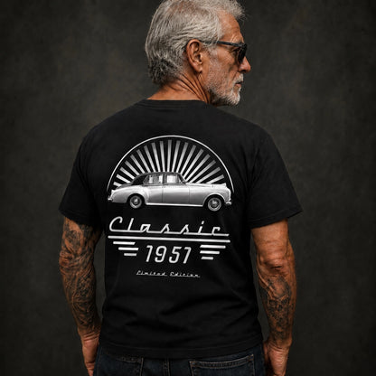 Personalized Classic Car Dual-Sided T-Shirt, Custom Photo Tee for Dad or Husband, Vintage Car Lover Gift