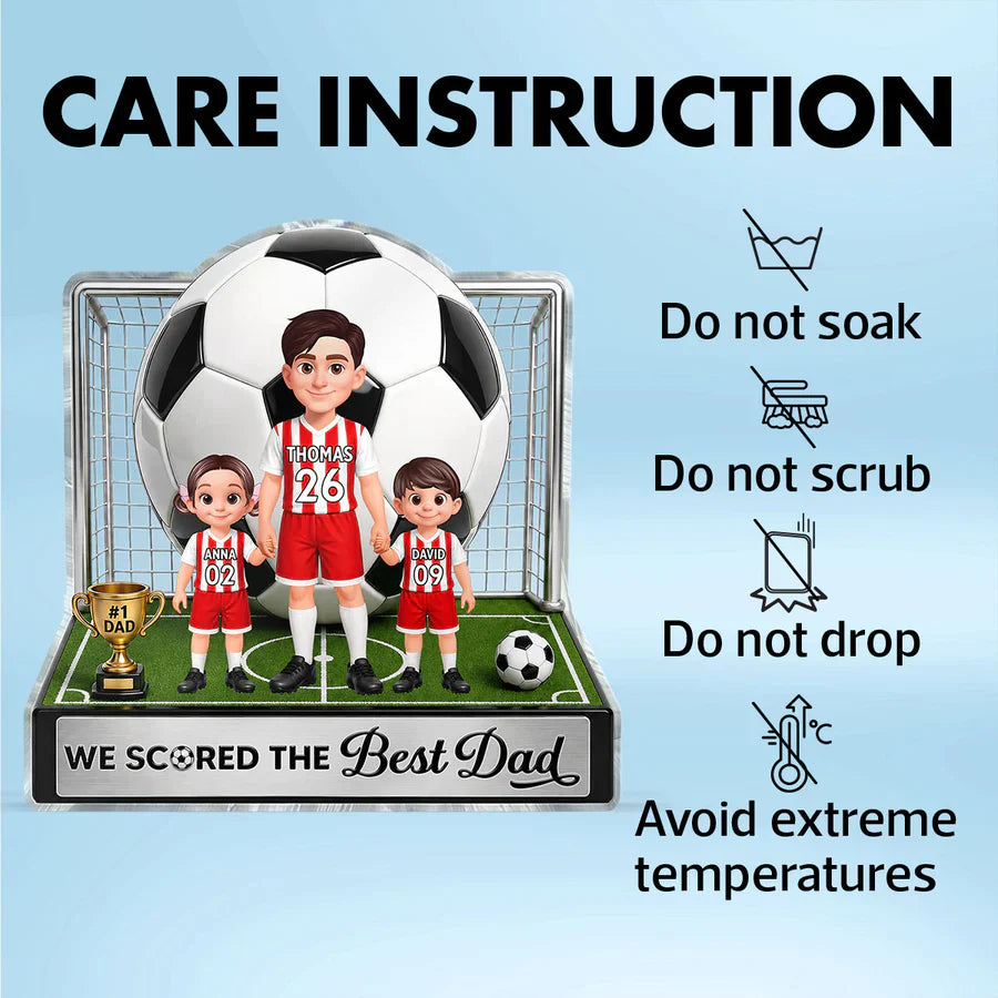 No 1 Soccer Dad And Kids We Scored The Best Dad Personalized Shaped Acrylic Block Plaque Unique Gift for Dad