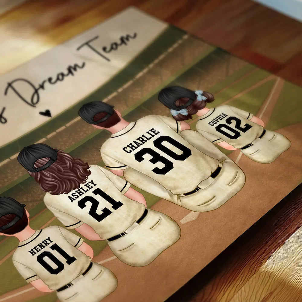 We Caught The Best Mom Poster, Custom Baseball Family Scene, Creative Gift for Mom's Wall