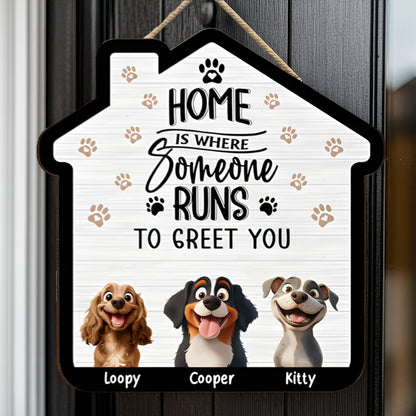 Cute Dog Family Wooden Sign – Perfect Home Decor for Pet Lovers