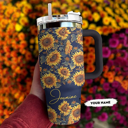 Sunflower Tumbler - Customizable 30/40 oz with Straw - Perfect Gift Choice with Sunflower or Horse Design