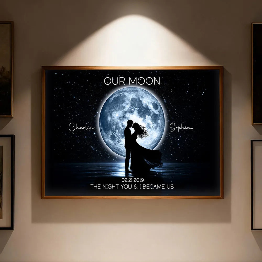 Personalized Our Moon Poster, Romantic Starry Night Wall Art, Creative Gift for Her or Him