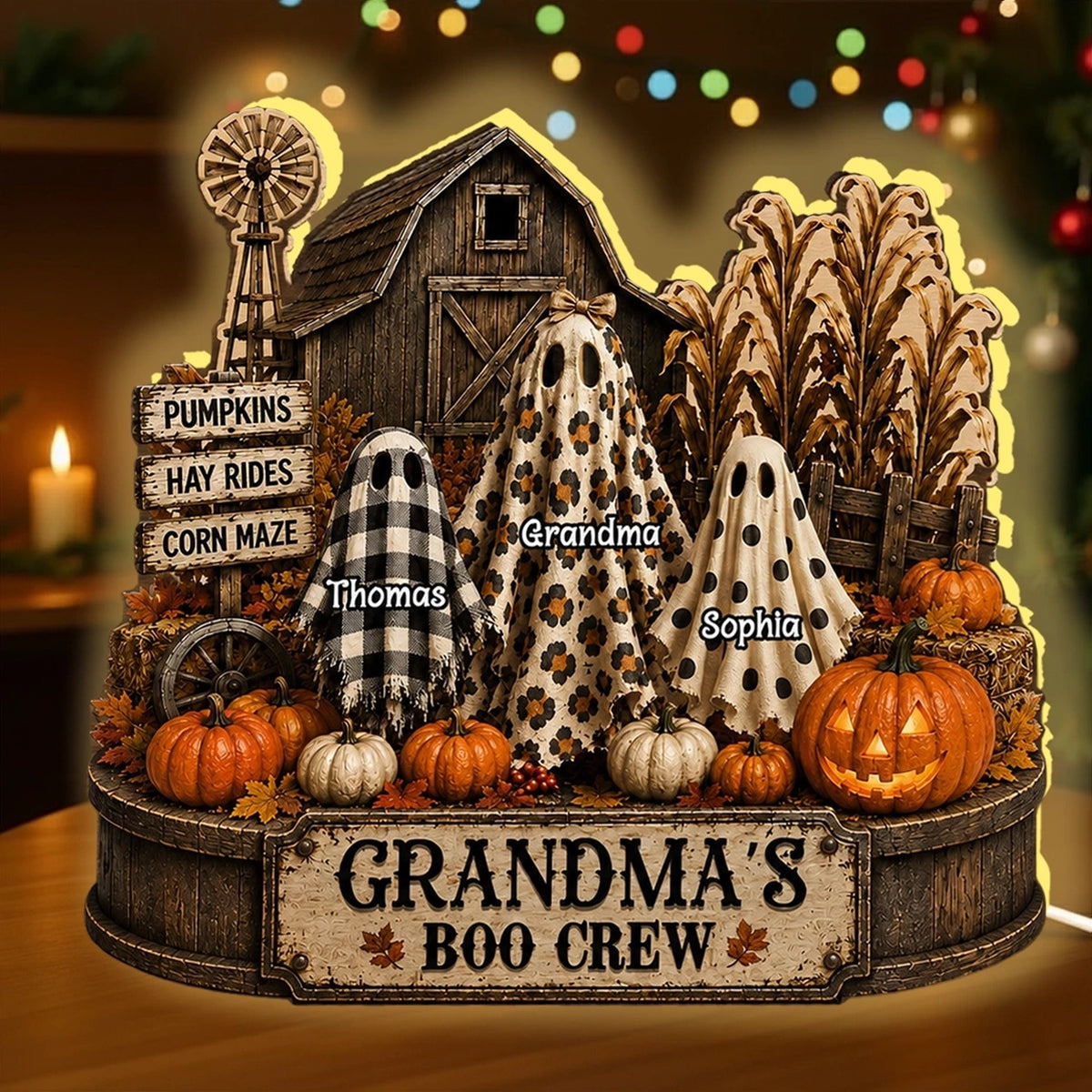 Personalized Grandma’s Boo Crew Halloween Sign, Custom Grandkids’ Names, Multiple Sizes & Plaque Styles Available