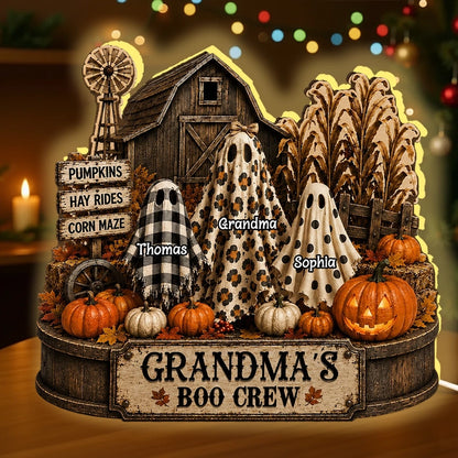 Personalized Grandma’s Boo Crew Halloween Sign, Custom Grandkids’ Names, Multiple Sizes & Plaque Styles Available