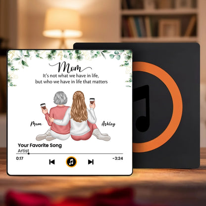 Personalized Acrylic Music Magnet for Mom and Daughter Sitting Together, Sweet Custom Fridge Decor, Unique Gift for Mom