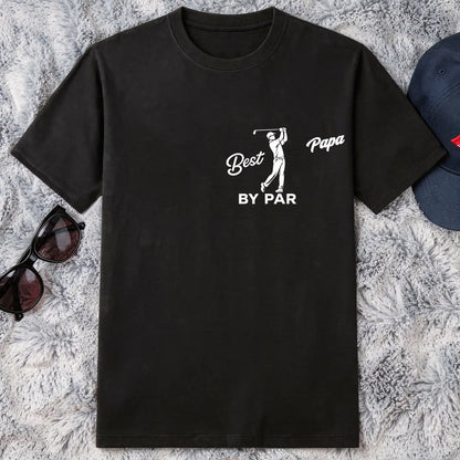 Embroidered Classic Tee, Golf Dad Mid Swing Design, Black Monochrome Style, Unique Gift for Dad
