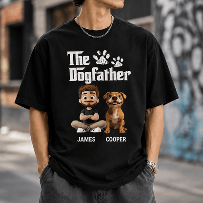 Custom Dog Dad Apparel, Personalized Dogfather Shirt for Pet Lovers, Funny Cartoon Dog Gift for Men, Dads & Husbands