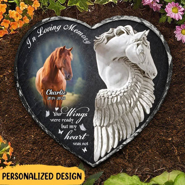 Eternal Gallop Heart Tribute - Custom Horse Memorial Lithograph - Cherished Hoofbeats Keepsake - Unite Hearts in Remembrance