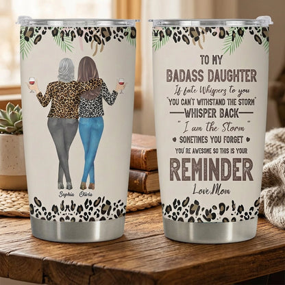 Personalized Insulated Travel Tumbler for Daughter, Mom and Daughter Walking Away Quote, Unique Gift Reminder
