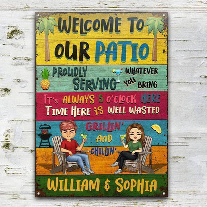 Patio Welcome Grilling Proudly Serving Whatever You Bring - Backyard Sign - Personalized Custom Classic Metal Signs(include nails)