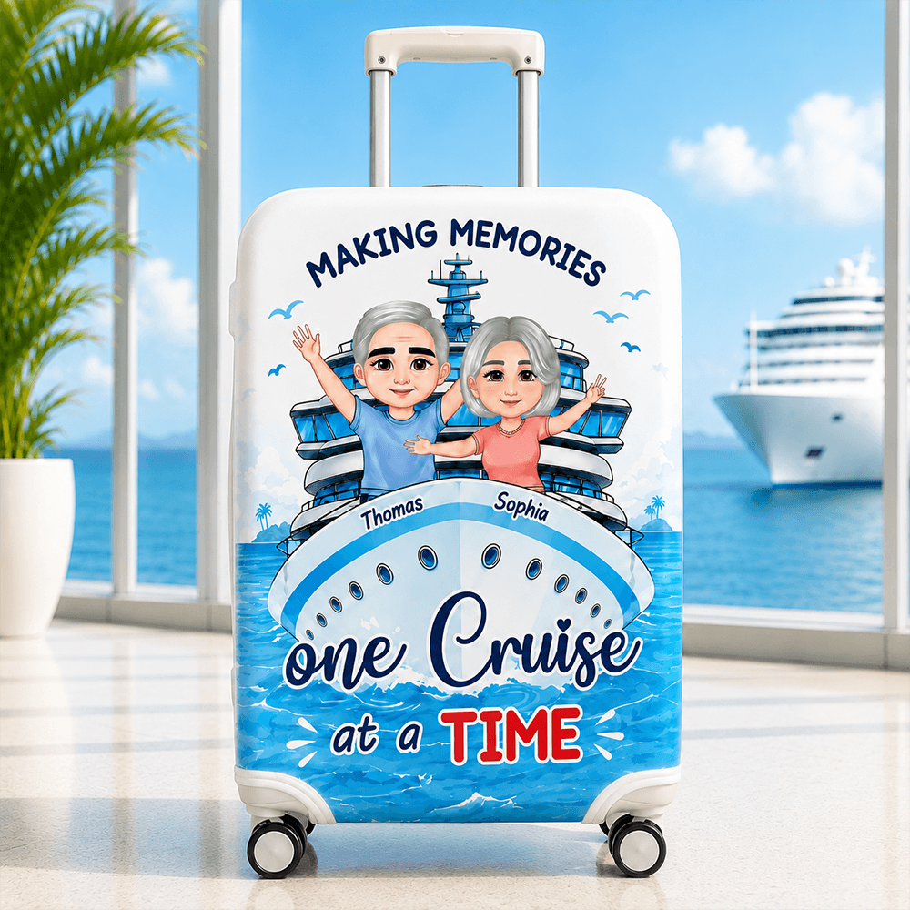 Personalized Cruise Luggage Cover for Couples, Making Memories One Cruise at a Time, Custom Travel Gift