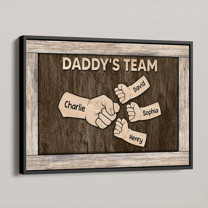 Custom Family Fist Bump Poster for Dad, Vintage Daddy's Team Wall Art, Creative Father's Day Gift