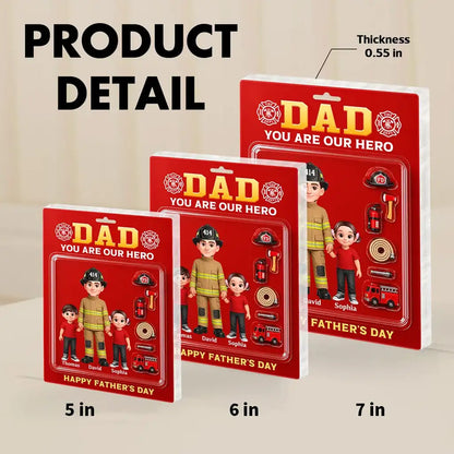 Dad You Are My Hero Acrylic Block Plaque, Custom Firefighter Family Keepsake Gift For Dad