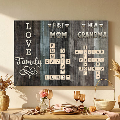First Mom Now Grandma Poster, Personalized Family Keepsake Wall Art, Heartwarming Gift for Mom, Grandma
