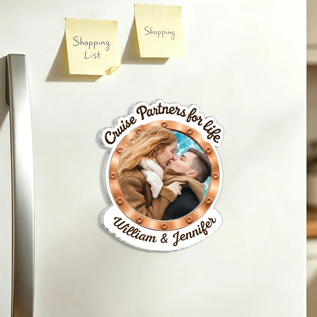Custom Acrylic Magnet, Cruise Partners for Life Couple Art, Unique Creative Gift for Husband & Wife