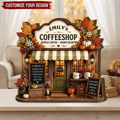 Thick Wooden Plaque, Simple Coffee Warm Hearts Fall Art, Creative Personalized Gift for Mom or Friend