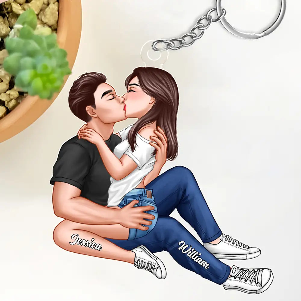 “Adorable Couple Keychain – Custom Acrylic Kissing Couple, Romantic Gi ...