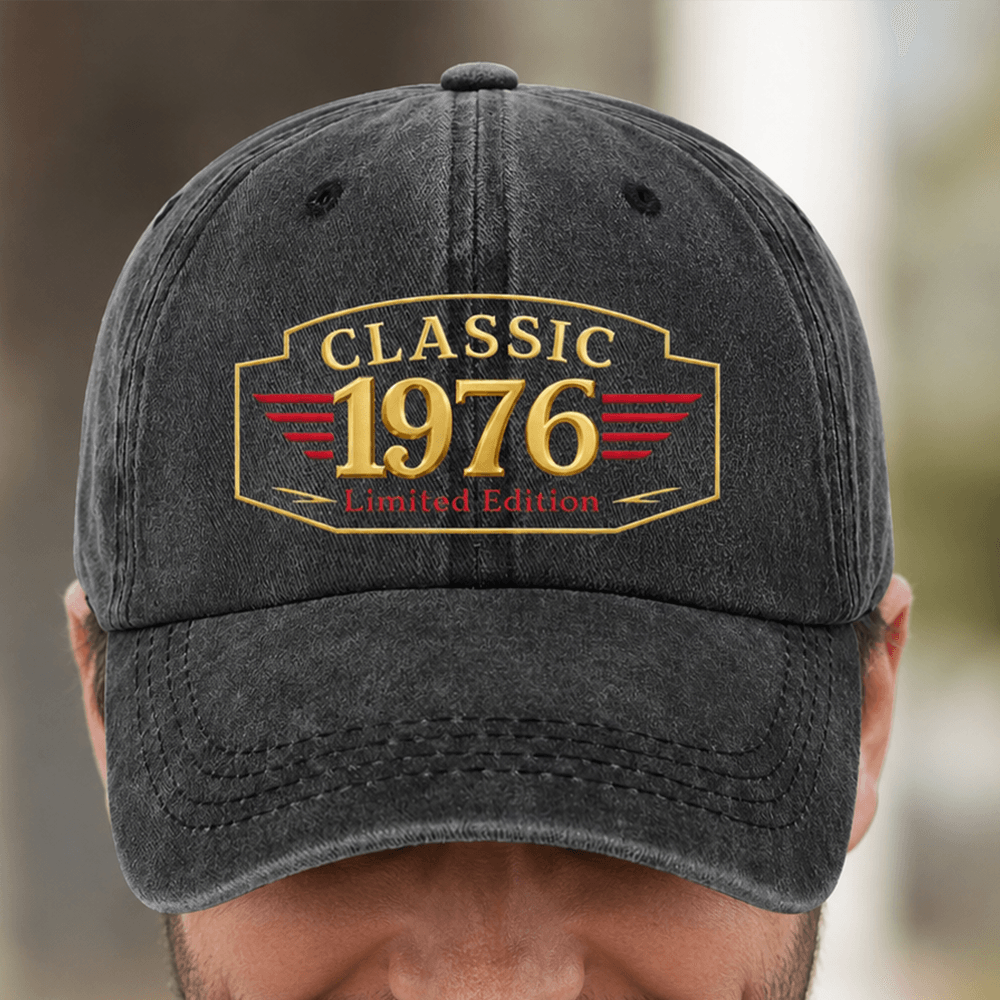 Personalized Birth Year Washed Cotton Cap, Classic Limited Edition Milestone Birthday Gift for Him