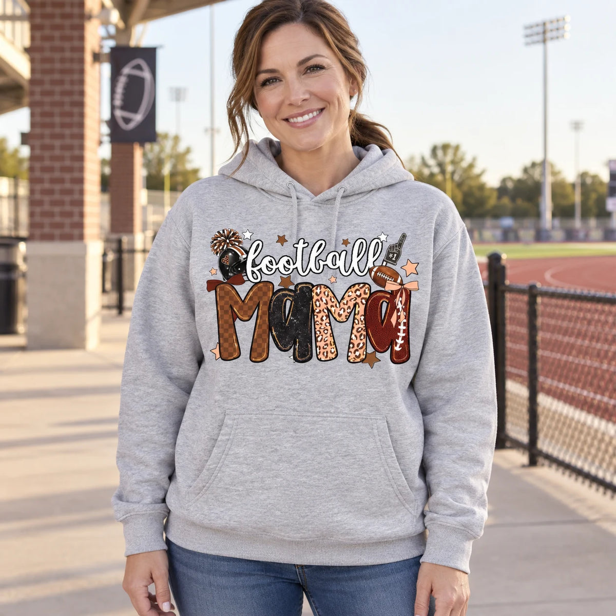 Personalized Football Mama Hoodie & Sweatshirt, Retro Game Day Shirt, Custom Gift for Football Moms