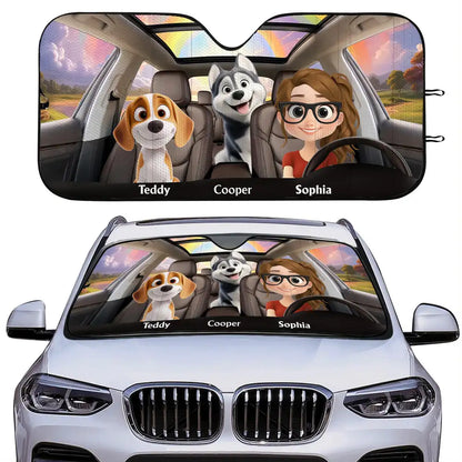 Life Is Better With My Dog - Personalized with Names of Your Loved Ones and Pets for a Fun and Unique Car Windshield Sunshade