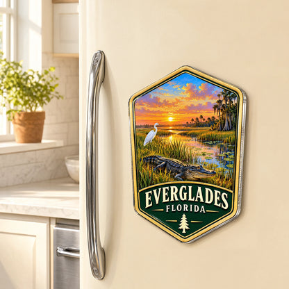 Personalized Acrylic Fridge Magnet, Colorful Wetland Sunset Keepsake, Unique Gift for National Park Travelers