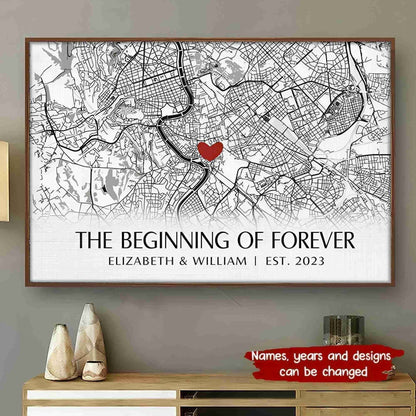 Love's Origin Story - 'Where It All Began' Personalized Horizontal Poster - Ideal Gift for Couples on Anniversaries & Valentine's Day