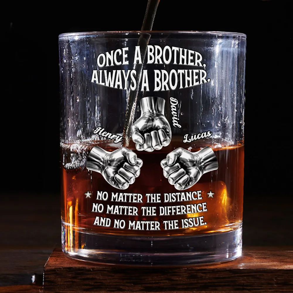 Always A Brother Personalized Whiskey Glass - Meaningful Sibling Gift For Whiskey Lovers, Bar-Ready Keepsake